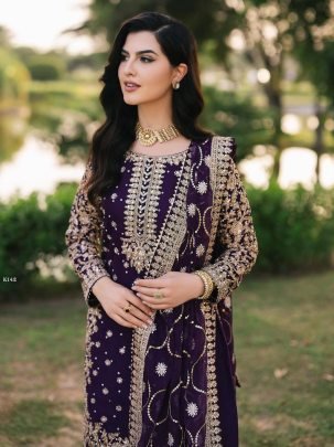 Presenting Purple Heavy Embroidered Pakistani Suit