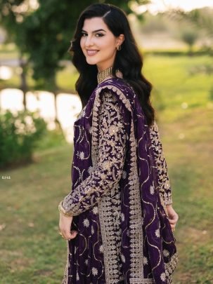 Presenting Purple Heavy Embroidered Pakistani Suit