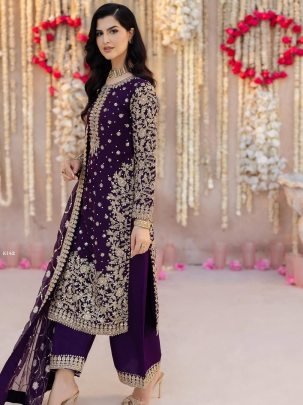Presenting Purple Heavy Embroidered Pakistani Suit