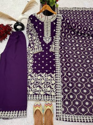 Presenting Purple Heavy Embroidered Pakistani Suit