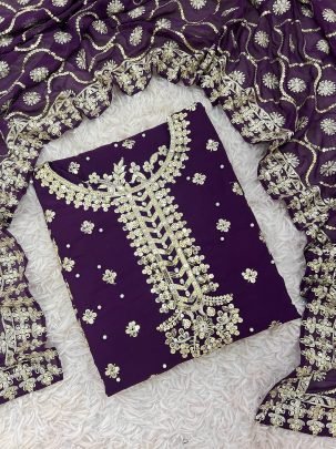 Presenting Purple Heavy Embroidered Pakistani Suit