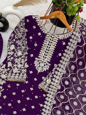 Presenting Purple Heavy Embroidered Pakistani Suit