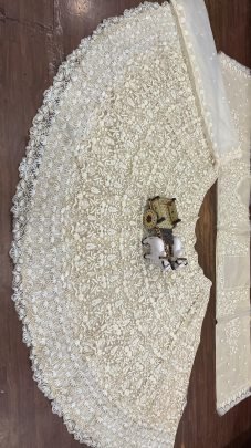 Presenting Wedding Wear Beautiful Butterfly Net Beige Lehenga