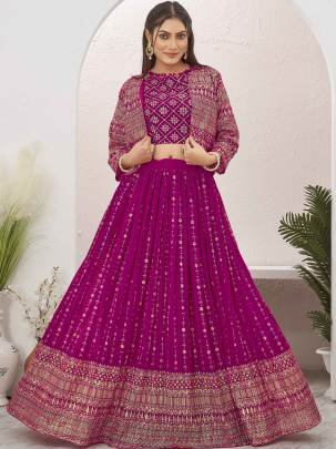 Pretty Pink Georgette Stitched Lehenga with Jacket