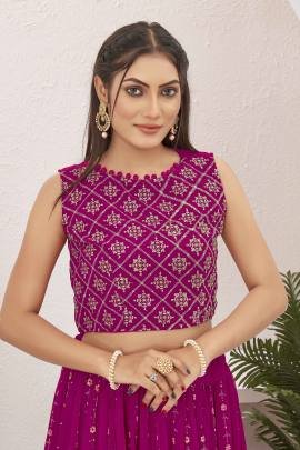 Pretty Pink Georgette Stitched Lehenga with Jacket