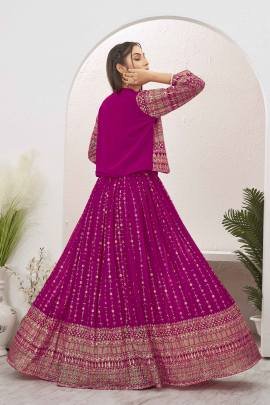 Pretty Pink Georgette Stitched Lehenga with Jacket