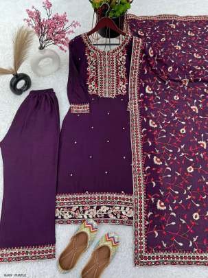 Pretty Purple Color Embroidery Salwar Suit
