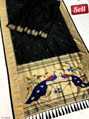 Primum Picoc Designer Silk Black Saree and Blouse