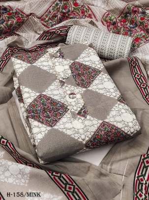 Printed Mink Color Cotton Salwar Suit