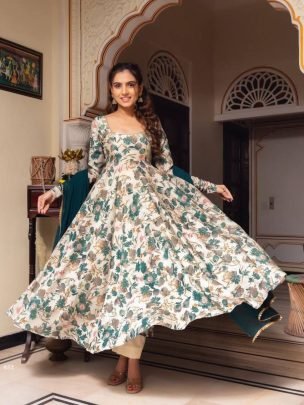 Printed Muslin Cotton Anarkali Kurtis