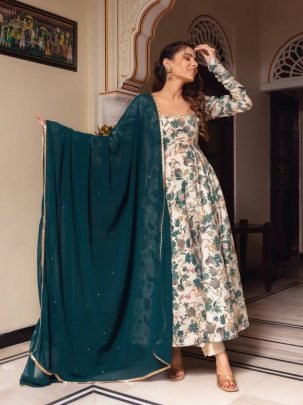 Printed Muslin Cotton Anarkali Kurtis