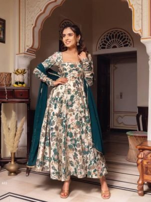 Printed Muslin Cotton Anarkali Kurtis