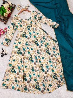 Printed Muslin Cotton Anarkali Kurtis