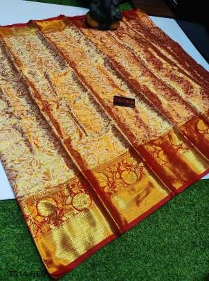 Printed Red Kanjivaram Pattu Silk Saree