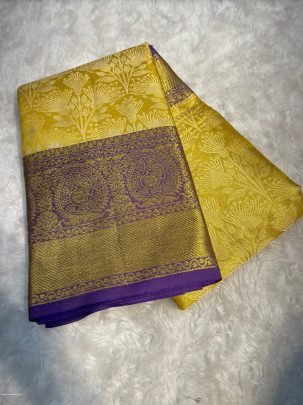Priyamani Vol 12 yellow color Handloom Weaving Pure Kanjivaram Silk saree