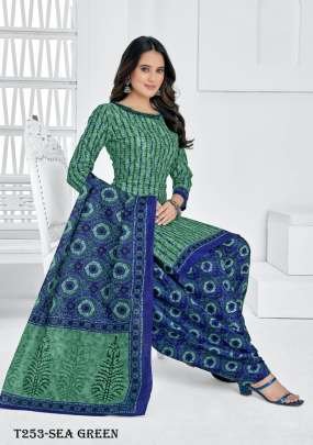 Punjabi Junction Sea Green Pure Cotton Ready Made Dress