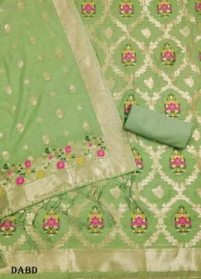Pure Banarasi chanderi silk fancy unstitched dress material