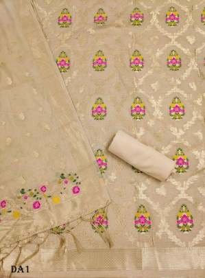 Pure chanderi silk unstitched dress material