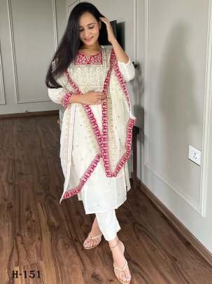 Pure Chinnon Silk With Full Sleeve Kurti Pant With Dupatta