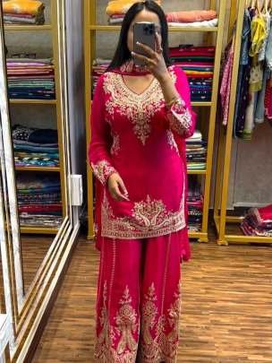 Pure Chinon Silk Pink Palazzo Suit