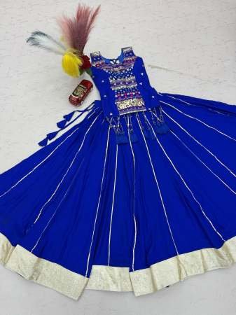 Pure Cotton Fabric Blue Colour Mother Daughter Navratri Combo