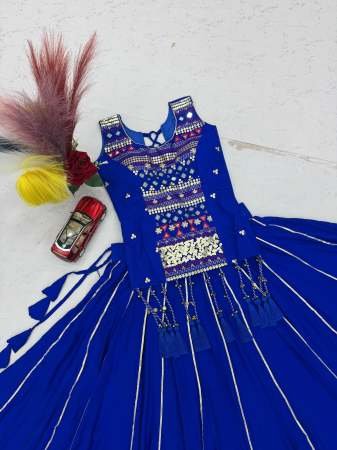 Pure Cotton Fabric Blue Colour Mother Daughter Navratri Combo