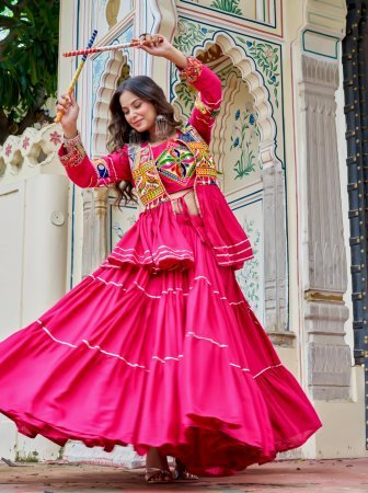 Pure Cotton Navratri Lehenga Choli with Mirror Work Koti