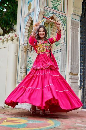 Pure Cotton Navratri Lehenga Choli with Mirror Work Koti