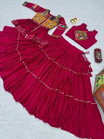 Pure Cotton Navratri Lehenga Choli with Mirror Work Koti