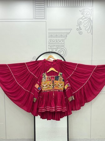 Pure Cotton Navratri Lehenga Choli with Mirror Work Koti