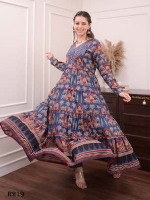 Blue Pure Cotton Readymade Anarkali Suits Sets