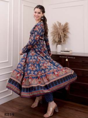 Blue Pure Cotton Readymade Anarkali Suits Sets