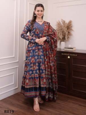 Blue Pure Cotton Readymade Anarkali Suits Sets