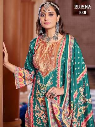 Pure Crape Silk Rama Colour Sharara Suit