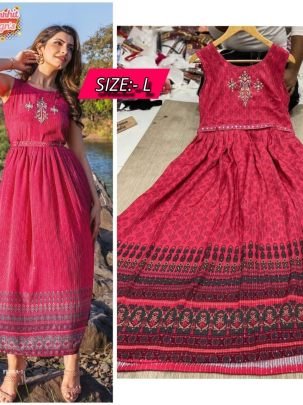 Pure Digital print  Chinon with Handwrok   Embroidery work kurtis