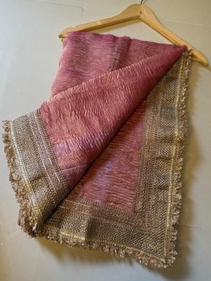 Pure Handloom Tissue Crushed Banarasi Saree With Gotapatti Border