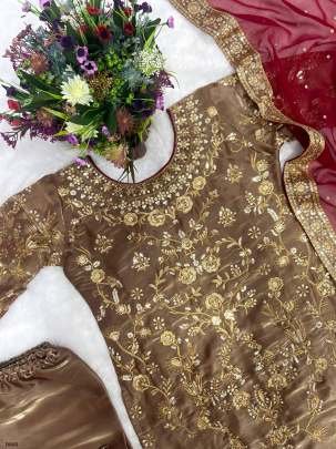 Pure jimmy choo silk heavy embroidered Kurti Pant with dupatta