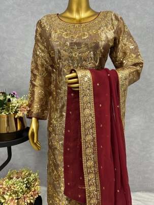 Pure jimmy choo silk heavy embroidered Kurti Pant with dupatta