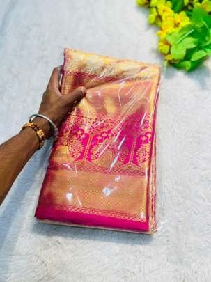 Pure Kanjivaram Silk Magenta Zari Border Saree