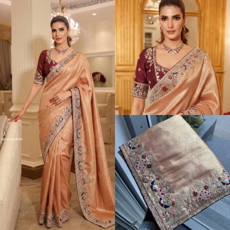 Pure Kanjivaram Silk Saree With Contrast Piping Border
