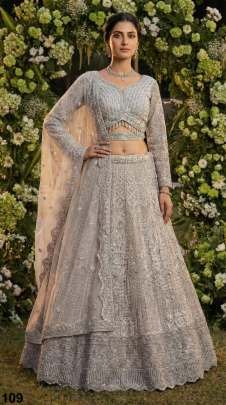Pure Net Fabric Silver Colour Lehenga Choli With Dupatta