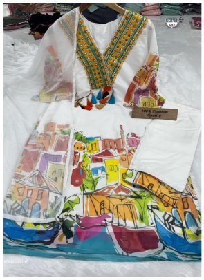 Pure Printed Georgette top with Embroidery  and mirror work Designer suit