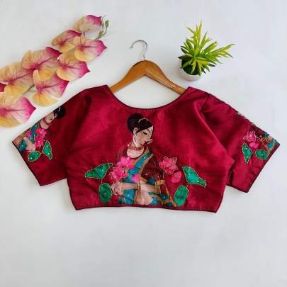 Pure Silk Fabric Maroon Readymade Blouse