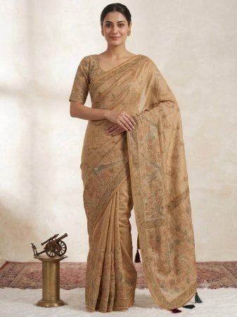 Pure Simar Silk Digital Print And Hand Work Saree 