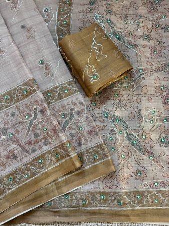 Pure Simar Silk Digital Print And Hand Work Saree