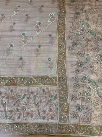 Pure Simar Silk Digital Print And Hand Work Saree