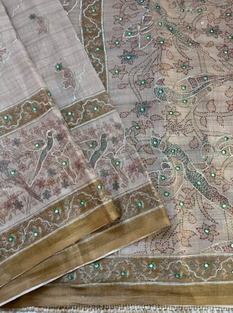 Pure Simar Silk Digital Print And Hand Work Saree