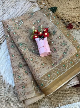 Pure Simar Silk Digital Print And Hand Work Saree