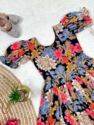 Pure Soft Cotton Floral Print Kids Gown