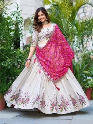 Pure Tissue Silk Embroidery Sequence Work Lehenga Choli